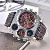 OULM 1349 - sport groot horloge - kompas - leren bandHorloges