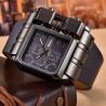 OULM 3364 - large square sports watch - Quartz - wide leather strapWatches