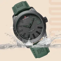 NAVIFORCE - militair sporthorloge - Quartz - waterdicht - leren band - grijsHorloges
