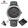 NAVIFORCE - militair sporthorloge - Quartz - waterdicht - leren band - grijsHorloges