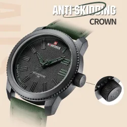 NAVIFORCE - militair sporthorloge - Quartz - waterdicht - leren band - groenHorloges