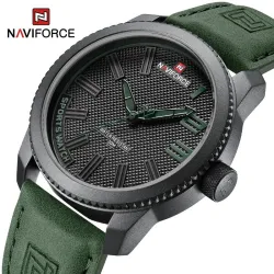NAVIFORCE - militair sporthorloge - Quartz - waterdicht - leren band - groenHorloges