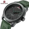 NAVIFORCE - militair sporthorloge - Quartz - waterdicht - leren band - groenHorloges