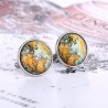 World map - round silver cufflinksCufflinks
