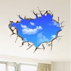 3D blauwe lucht - muur/plafond sticker - 50 * 70 cmMuurstickers