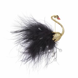 White / black peacock - brooch - feathers - pearlsBrooches