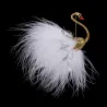 Wit/zwarte pauw - broche - veren - parelsBroches