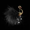 White / black peacock - brooch - feathers - pearlsBrooches