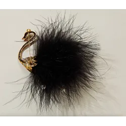 Wit/zwarte pauw - broche - veren - parelsBroches