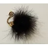 Wit/zwarte pauw - broche - veren - parelsBroches