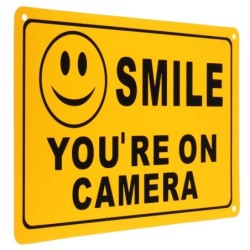 Vinyl waarschuwingssticker - Smile You're On CameraBeveiligingscamera's
