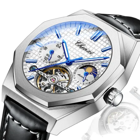 CHENXI - tourbillon mechanical watch - luminous - waterproof - leather strapWatches