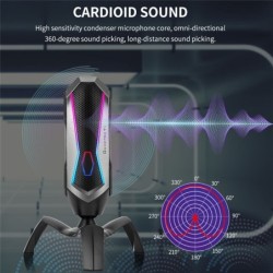 YANMAI T1 Mecha - condensator gamingmicrofoon - cardioïde - RGB - USBMicrofonen