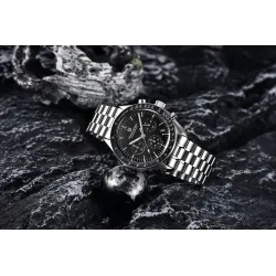 PAGANI DESIGN - edelstalen quartz horloge - waterdicht - zilver/zwartHorloges
