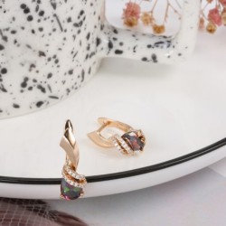 Luxe rosé gouden oorbellen - kleurrijke zirkoon/kristallenOorbellen