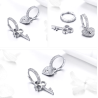 Asymmetric silver earrings - heart / key - with crystals - 925 sterling silver