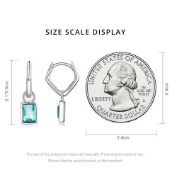 Irregular long earrings - square green zircon - 925 sterling silverEarrings