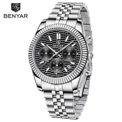 copy of BENYAR - montre à quartz élégante - chronographe - étanche - acier inoxydable - or
