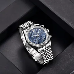 BENYAR - elegant quartz horloge - chronograaf - waterdicht - edelstaal - blauwHorloges