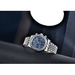 BENYAR - elegant quartz horloge - chronograaf - waterdicht - edelstaal - blauwHorloges