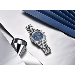 BENYAR - elegant quartz horloge - chronograaf - waterdicht - edelstaal - blauwHorloges