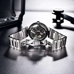 BENYAR - automatic mechanical watch - hollow-out design - stainless steel - blueWatches