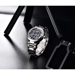 BENYAR - automatic mechanical watch - hollow-out design - stainless steel - whiteWatches