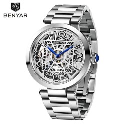 copy of BENYAR - montre mécanique automatique - design évidé - acier inoxydable - bleu