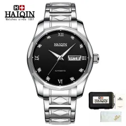 HAIQIN - mechanisch automatisch horloge - edelstaal - zilver/zwartHorloges