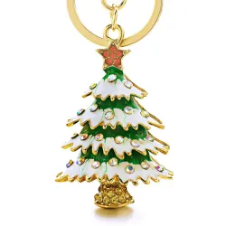 Geëmailleerde kerstboom - kristallen - rode ster - sleutelhangerSleutelhangers