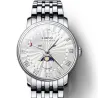 LOBINNI - luxe Quartz horloge - maanstand - waterdicht - edelstaal - zilver/witHorloges