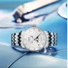 LOBINNI - luxe Quartz horloge - maanstand - waterdicht - edelstaal - zilver/witHorloges