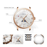 LOBINNI - luxe Quartz horloge - maanstand - waterdicht - edelstaal - goud/witHorloges