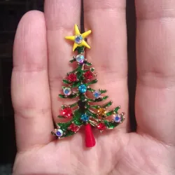 Kerstboom - met ster/kristallen - brocheBroches