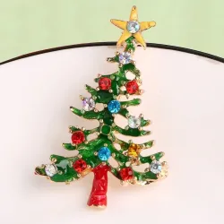 Kerstboom - met ster/kristallen - brocheBroches