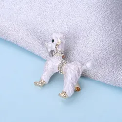 Hond met krullend haar - met kristallen - brocheBroches