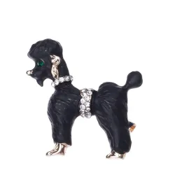 Hond met krullend haar - met kristallen - brocheBroches