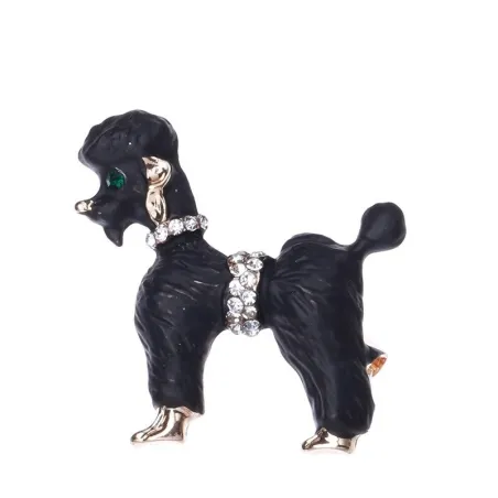 Hond met krullend haar - met kristallen - brocheBroches