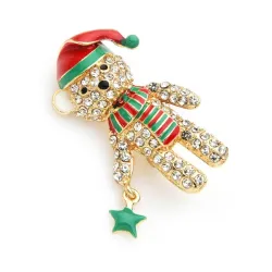 Kristallen beer - rode kerstmuts - brocheBroches