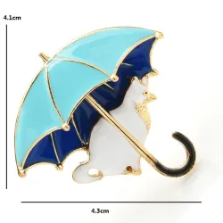 Cat under umbrella - broochBrooches