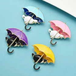 Kat onder paraplu - brocheBroches