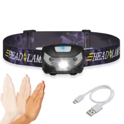 Mini oplaadbare zaklamp - hoofdbandlamp - bewegingssensor - USB - LED - 3000LMZaklampen