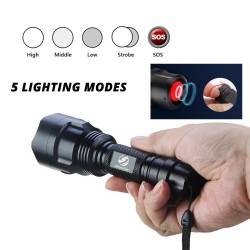 T6 - LED flashlight - 5 lighting modes - waterproofTorches