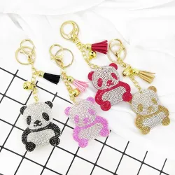 Kristallen panda / kwastje - sleutelhangerSleutelhangers