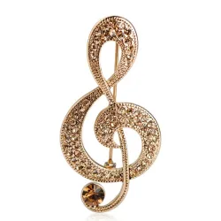 Grote kristallen muzieknoot - vintage brocheBroches