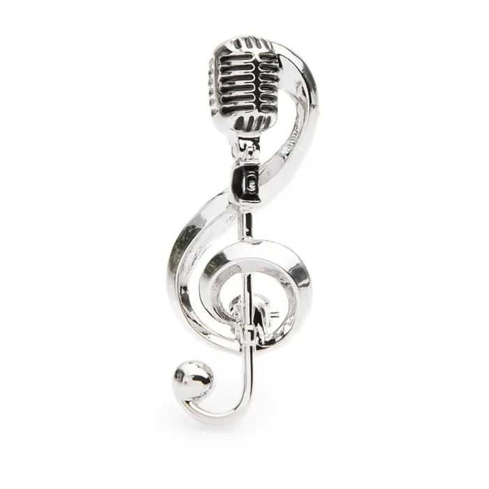 Gold music note / microphone - broochBrooches