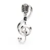 Gold music note / microphone - broochBrooches