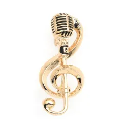 Gouden muzieknoot / microfoon - brocheBroches