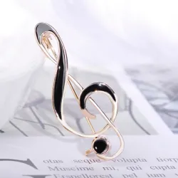 Muzieknoot broche - zwart emailleBroches