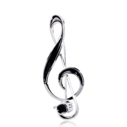 Muzieknoot broche - zwart emailleBroches
